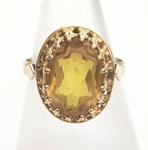 JOLIE BAGUE EN OR 18K SERTIE CITRINE 4,71 g T57 - Foto 1 di 11