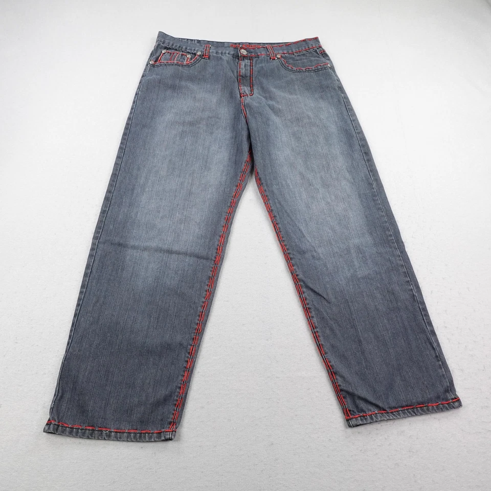 Pantalones de mezclilla vintage Old Skool para hombre 42 grises bordados holgados descoloridos pierna ancha Y2K Foto 1 de 4