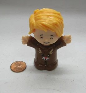 New! Fisher Price Little People Blonde Christmas Boy In Reindeer pj's Jammies - Picture 1 of 3
