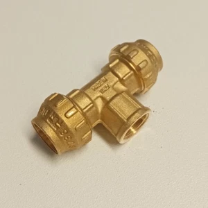 Raccordo F 20x1/2x20 Tee T di giunzione in ottone con tenuta O-ring ed ogiva in - Foto 1 di 4