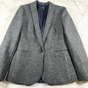 J. Blazer para mujer CREW negro gris pata de gallo 100 % lana chaqueta talla 8 - Imagen 1 de 10