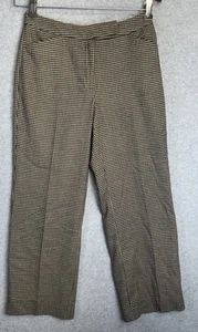 Talbots Petites Houndstooth Wool Blend Trousers Tan Stretch Dress Pants Sz 2 - Picture 1 of 11