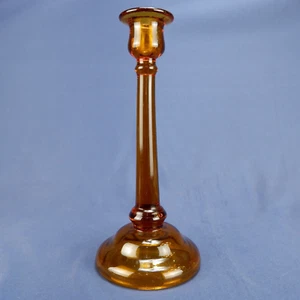 Antigua máquina Art Deco soplada vidrio depresión ámbar vela palo - 10 1/2" - Imagen 1 de 15
