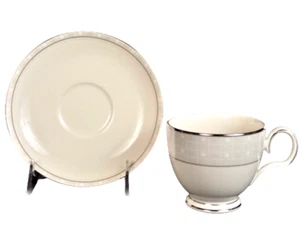 NORITAKE Fine China Aria Platinum Tea/Coffee Cup And Saucer Set New - Picture 1 of 5