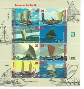 Marshall Islands Sc 655a-h Canoes of the Pacific Pahi Sailing canoe, Maori war, - Picture 1 of 5