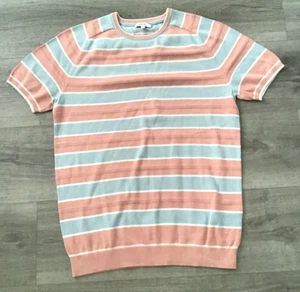 Reiss ALFIO Knit Stripe SS Top - Pink / Blue - Size Small - Picture 1 of 6