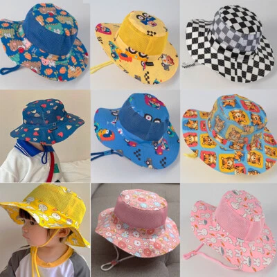 Baby Summer Wide Brim Bucket Hat Girls Boys Kids Anti-UV Beach Pool Play Sun Hat - Image 1 of 4