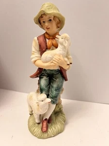 Vintage LEFTON Boy with Lambs Hand Painted China Porcelain #728 - Made in Japan - Picture 1 of 7