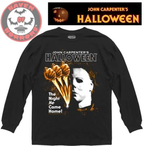 Poster Halloween mezza faccia con coltello in movimento manica lunga - Foto 1 di 1