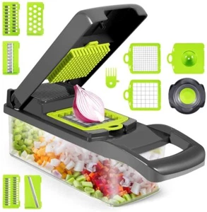 12-In-1 Vegetable Fruit Chopper Cutter Food Onion Veggie Dicer Slicer Kitchen - Picture 1 of 7