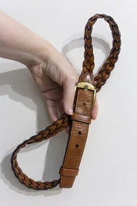 Vintage Aigner Gürtel Echt Leder Braun Gold Zopf Geflochten Heritage Edel - Bild 1 von 4