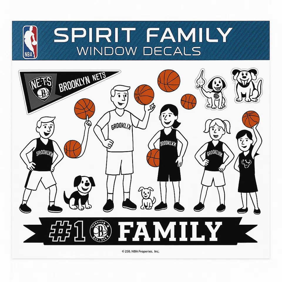 NBA Brooklyn Nets Family Decals Sheet 7" x 11" - Image 1 of 1
