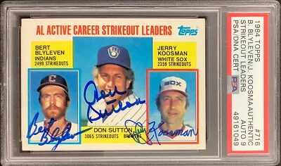 Don Sutton Signed 1984 Topps #716 Card J Koosman B Blyleven PSA/DNA Autograph 9 - Image 1 of 3