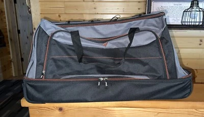 30-inch Rolling Drop Bottom Duffel Bag With Telescopic Handle, Black And Gray - Image 1 of 4