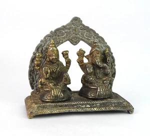 Hermoso Metal Ganesha & Laxmi Figura Hindú Religioso Hogar Decor Estatua G53-880 - Picture 1 of 8