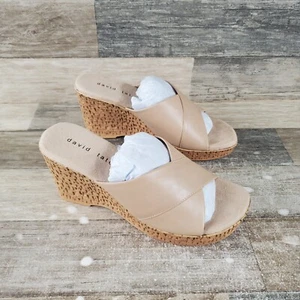 David Tate Perfect Womens Sandal Sz 6 M Tan Nappa Leather Open Toe Wedge Heel - Picture 1 of 11
