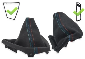 FUR BMW F20 SCHALTMANSCHETTE HANDBREMSSACK SCHWARZ ALCANTARA NAHT M RAHMEN - Afbeelding 1 van 5