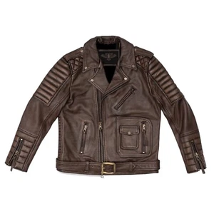 Men’s Vintage Handmade Brown Motorcycle Leather Jacket Cafe Racer Biker Style - Picture 1 of 8