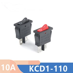 Black Red 2 Position Rectangular Rocker Switch 2 Pin 250V 6A KCD1 ON OFF - Picture 1 of 7