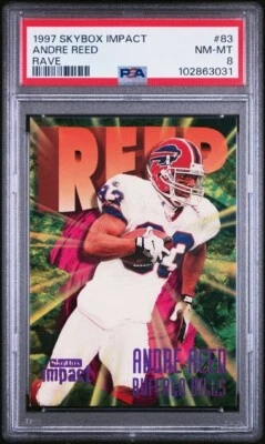 1997 Skybox Impact ANDRE REED Bills RAVE 144/150 Rare HOF 83 PSA 8 Pop 1 - Image 1 of 2