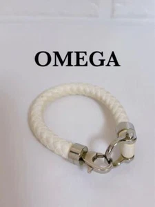 Omega Bracelet White Size S Braided Rubber Silver Stainless Steel No Box Used - Picture 1 of 11