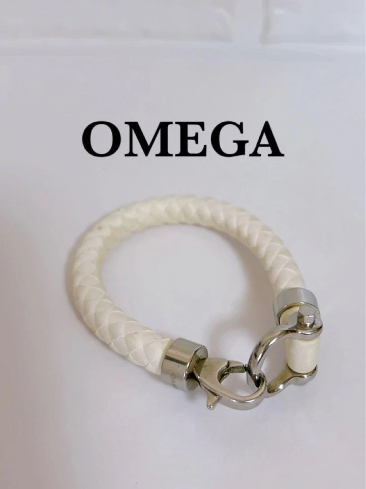 Pulsera Omega Blanca Talla S Caucho Trenzado Plata Acero Inoxidable Sin Caja Usada Foto 1 de 4