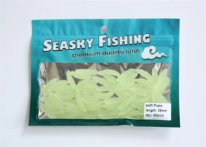 60 NEW Soft Plastic Maggots Waxies Worm Glow Baits Lures Fishing Tackle 2.5cm - Picture 1 of 1