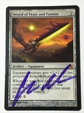 1x Sword of Feast and Famine (Signed)(MP) - Mirrodin Besieged - MTG