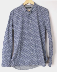PAUL SMITH Jeanshemd blau gemustert Knopfleiste Langarm Slim Fit Large - Bild 1 von 12