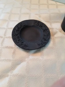 Vintage Black Wedgewood grapevine Black Ashtray Cup 2 1/8" x 2/3/4" Saucer 4.5 " - Picture 1 of 3