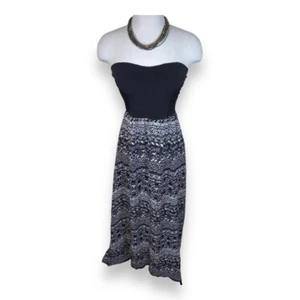 Medium Juniors Wet Seal Black And White Boho Strapless Dress Stretch 7 9 - Picture 1 of 7