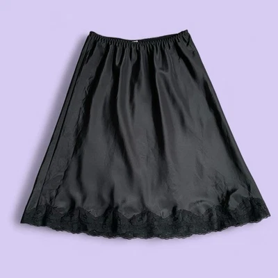 Falda sin Mangas Dama Lynne Negra De Colección - Borde de Encaje, Hecha en Unión EE. UU., Talla S Foto 1 de 4