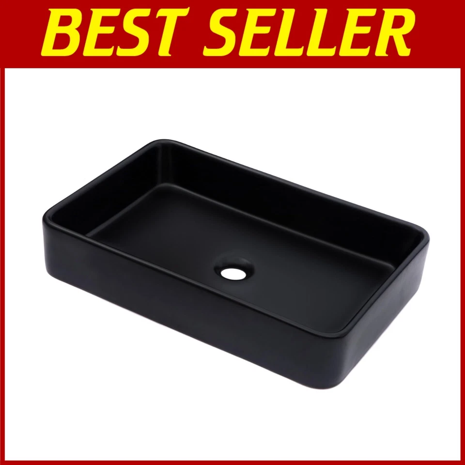 Elegante fregadero de baño rectangular - tocador sobre encimera Foto 1 de 4