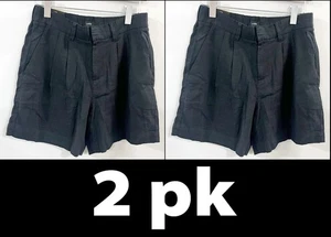 2pk Express Womens Pleated Linen Shorts, Black Size 8 MSRP $70 each - Picture 1 of 15
