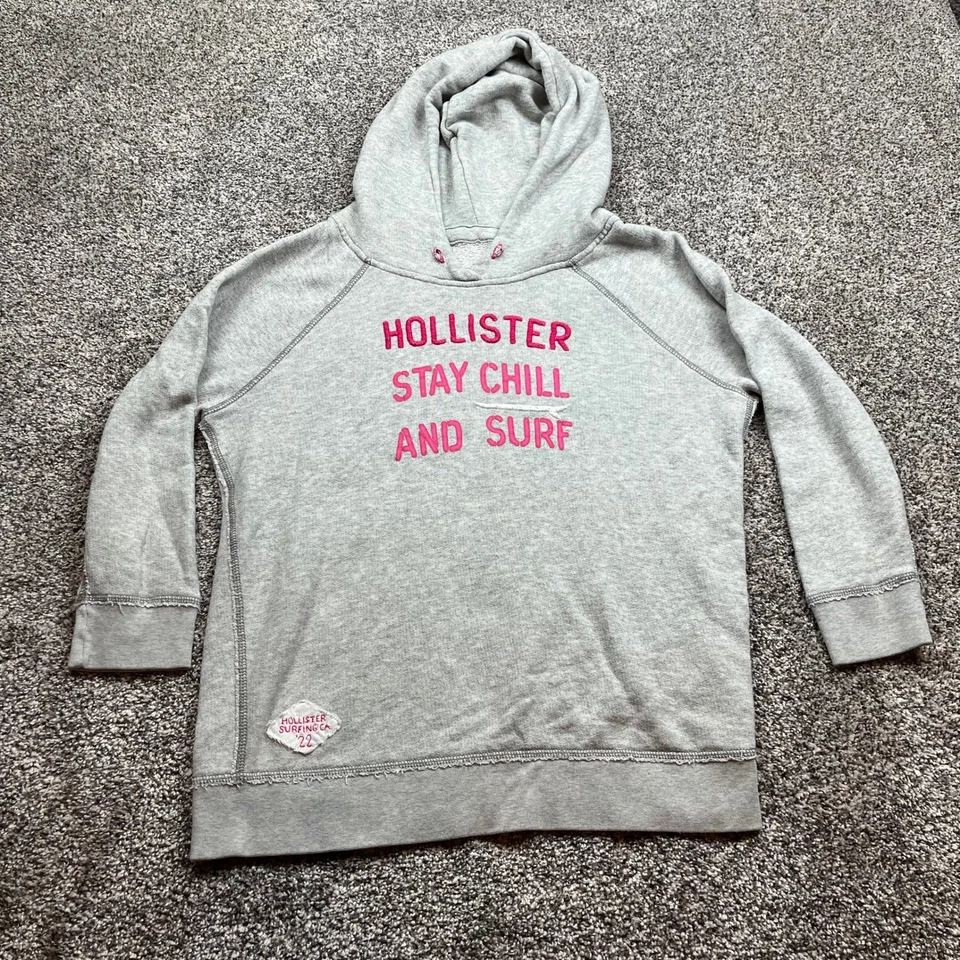Толстовка с капюшоном Hollister девочек размер S серый остаться холод и серфинга винтажный y2k - Изображение 1 из 4