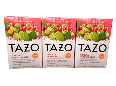 Lot Of 3 TAZO PRICKLY PEAR CACTUS & Hibiscus Flower Herbal Tea 16 Bags each   - Image 1 of 4