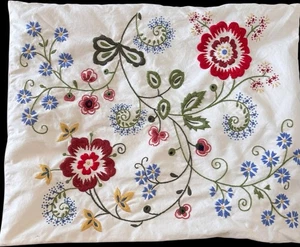 IKEA Alvine Cottagecore Scandi Embroidered Floral Stripe Pillow Sham Cover - Picture 1 of 8