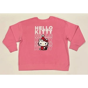 New Hello Kitty By Sanrio Christmas Crewneck Pullover Sweatshirt Size XL Pink - Picture 1 of 11