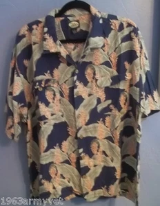 Men's Tommy Bahama XL Blue, Green, Red Hawaiian, Floral S/S Rayon Camp Shirt - Picture 1 of 3
