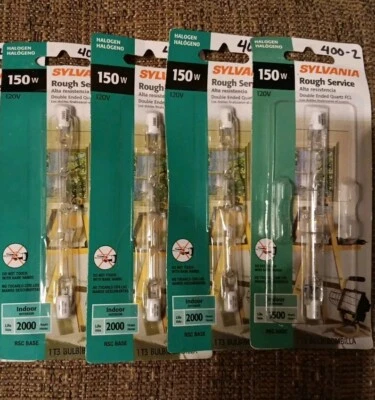 4 Sylvania 150W Rough Service RSC T3 Double Ended Quartz FCL Bulbs - Image 1 of 2