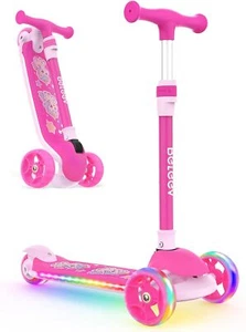 Kids Scooter with LED Light-Up Wheels&Deck,3 Wheel Folding Scooter for Ages 3-12 - Picture 1 of 8