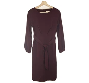 NWT Bohme Sheath Midi Dress Long Sleeves Tie Waist Burgundy Sz XS  - Picture 1 of 18