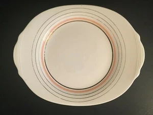 GEO Georgian Salmon Salem China 23K Goldtrim mango bandeja profunda para servir - Imagen 1 de 3
