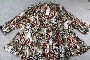Avenue Shirt Size 14/16 Button-Up Roll Tab Paisley Animal Print Nwt - Bild 1 von 10