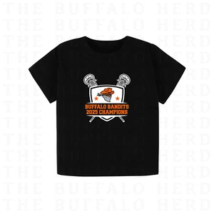 Kids 2025 Championship Buffalo Bandits Shirt, 3 Peat Baby Youth Bandits Lacrosse - Picture 1 of 1