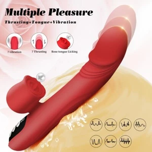 Rose-Dildo-Vibrator-G-spot-Multispeed-Massager-Female-Adult-Sex-Toy-Thrusting - Picture 1 of 16