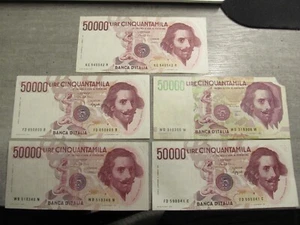 5 Banconote 50000 50.000 LIRE BERNINI 1° e 2° TIPO 22466 - Imagen 1 de 2