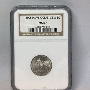 2005 P Ocean in View SMS Jefferson Nickel MS 67 NGC Satin