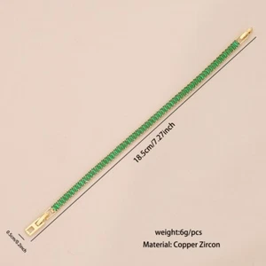 Women Classic Style Green Square 304 Stainless Steel Zircon Bracelets - Picture 1 of 11