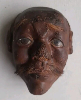 Sculpture 19è XIXè Masque Nô théâtre Japon Miniature  Edo ancien Japonais xxx - Photo 1/3